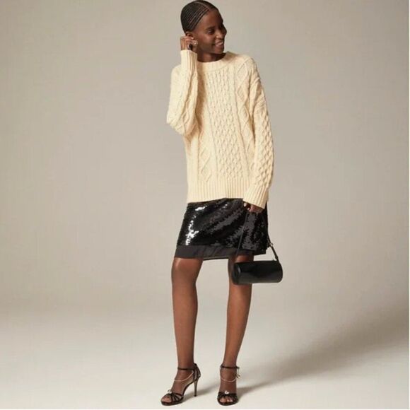 j. Crew ce719 Oversized cable-knit crewneck sweater NWT size XS-S - Picture 2 of 8